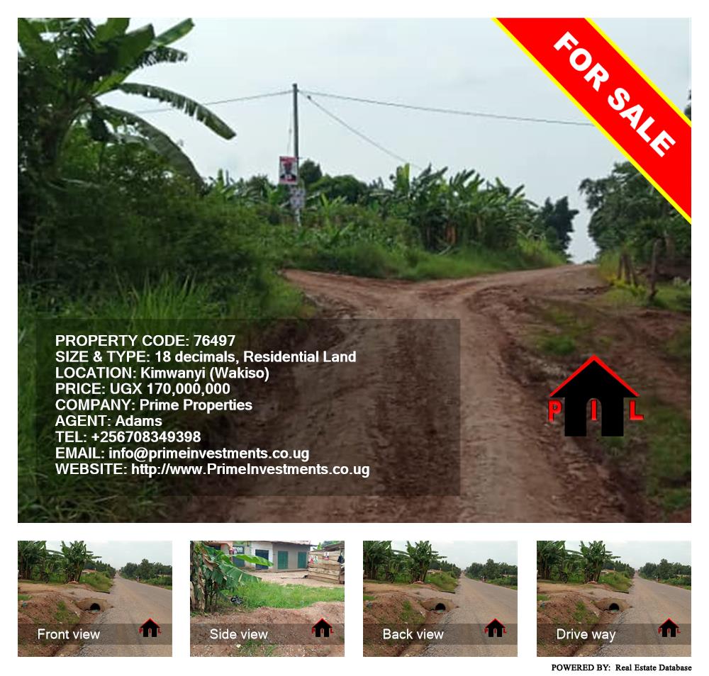 Residential Land  for sale in Kimwanyi Wakiso Uganda, code: 76497