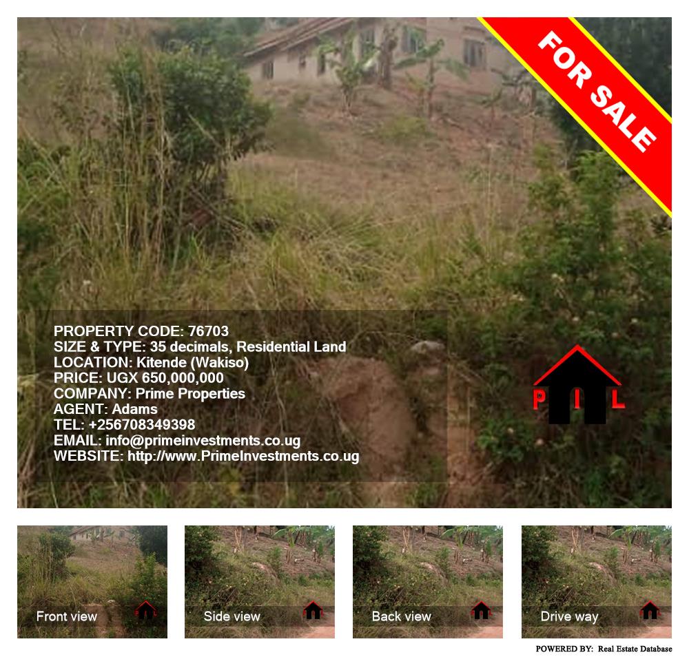 Residential Land  for sale in Kitende Wakiso Uganda, code: 76703