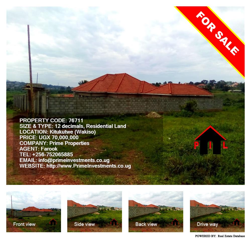 Residential Land  for sale in Kitukutwe Wakiso Uganda, code: 76711