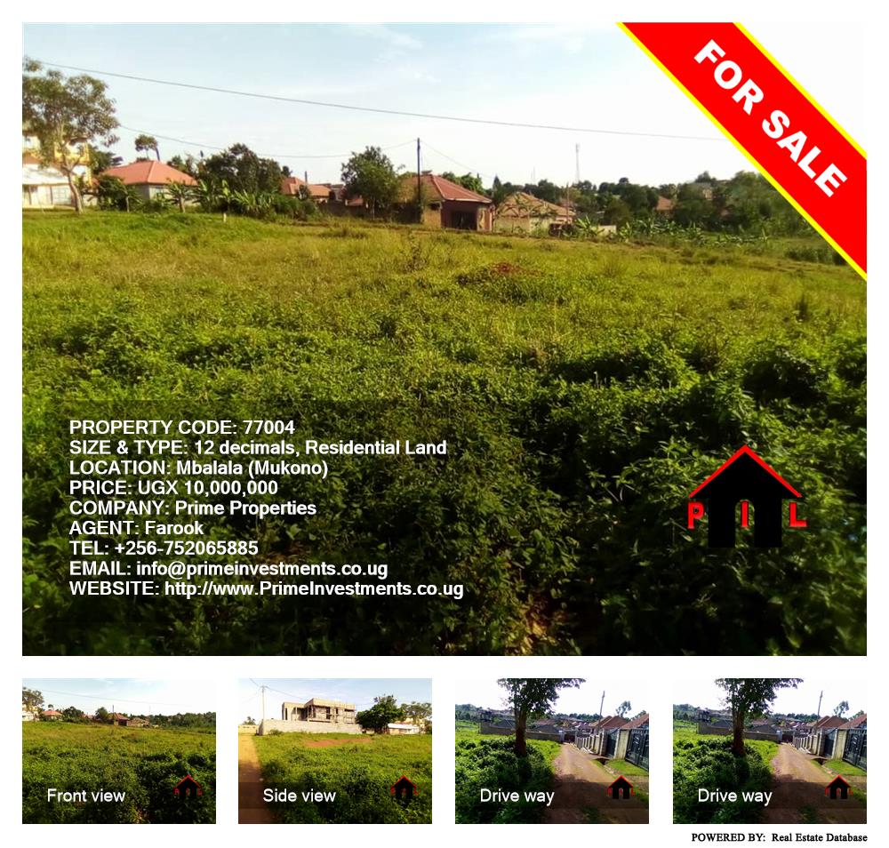 Residential Land  for sale in Mbalala Mukono Uganda, code: 77004