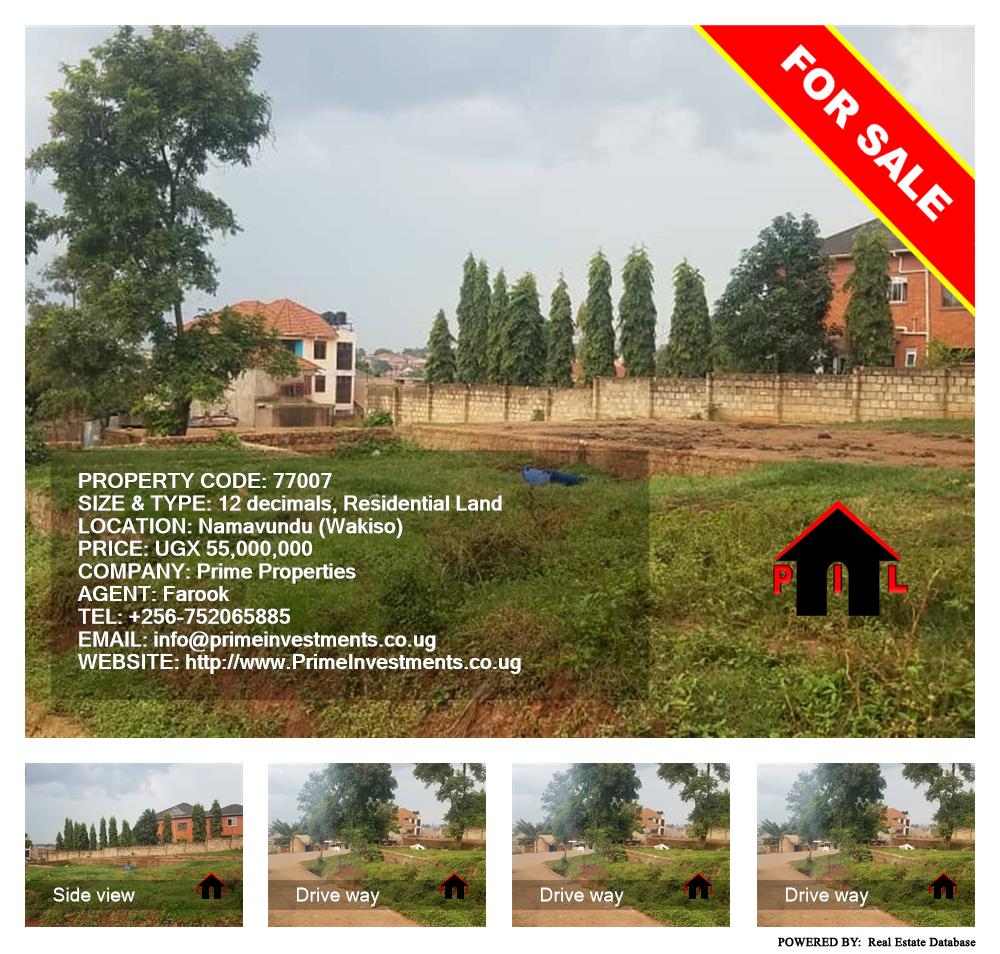 Residential Land  for sale in Namavundu Wakiso Uganda, code: 77007