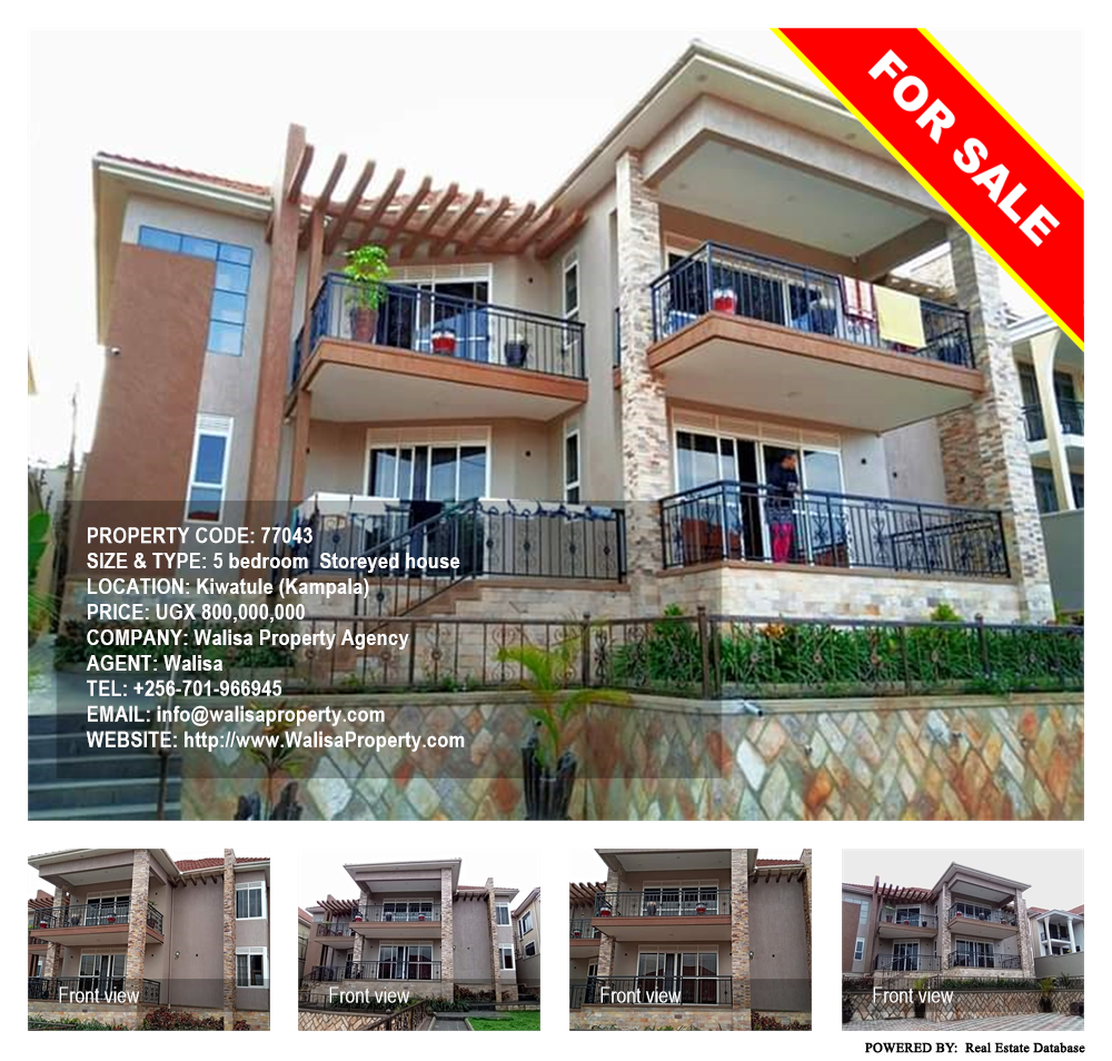 5 bedroom Storeyed house  for sale in Kiwaatule Kampala Uganda, code: 77043
