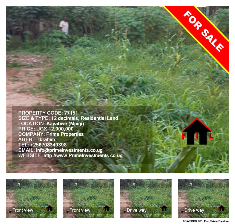 Residential Land  for sale in Kayabwe Mpigi Uganda, code: 77151