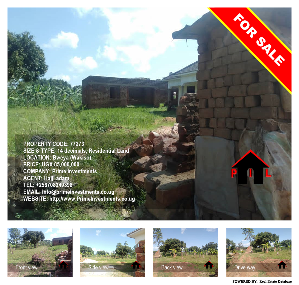 Residential Land  for sale in Bweya Wakiso Uganda, code: 77273