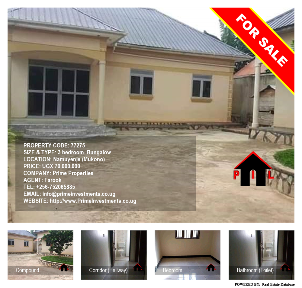 3 bedroom Bungalow  for sale in Namuyenje Mukono Uganda, code: 77275