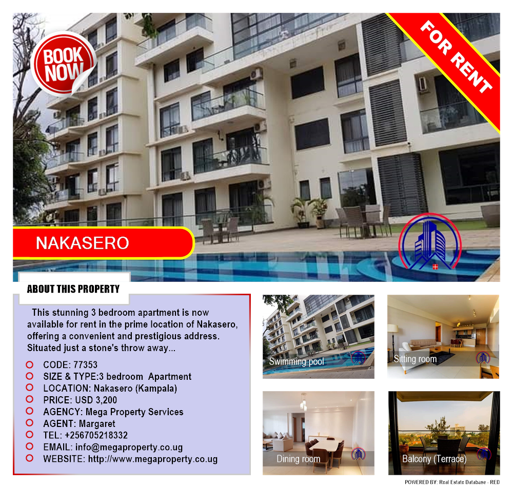 3 bedroom Apartment  for rent in Nakasero Kampala Uganda, code: 77353