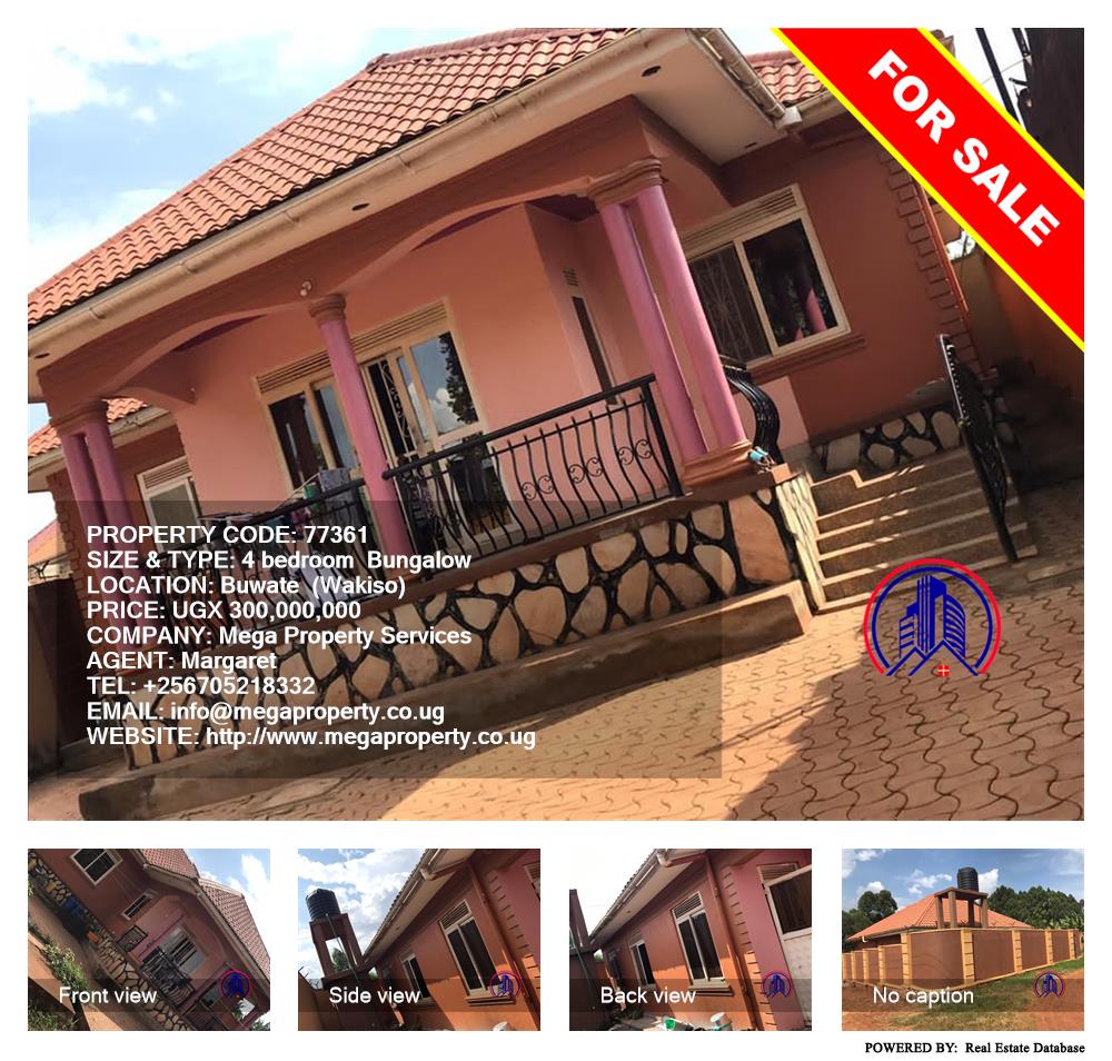 4 bedroom Bungalow  for sale in Buwaate Wakiso Uganda, code: 77361