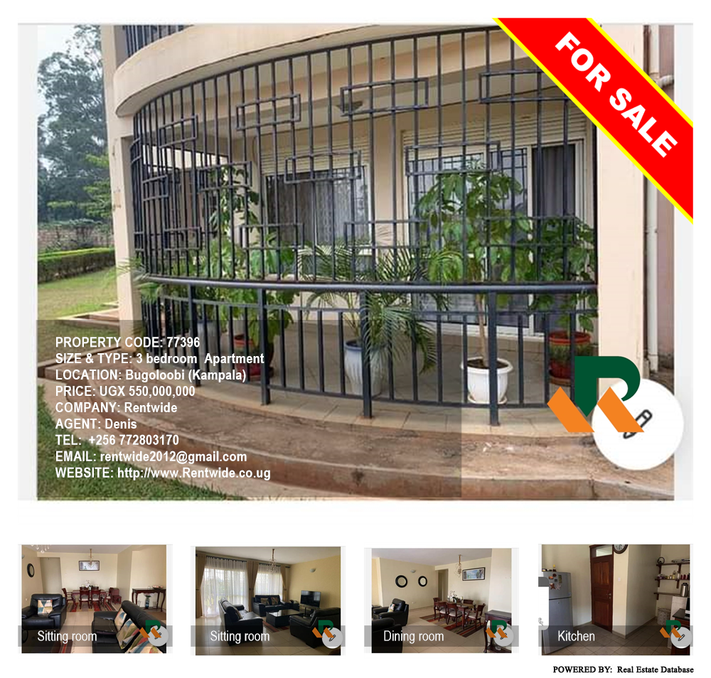 3 bedroom Apartment  for sale in Bugoloobi Kampala Uganda, code: 77396