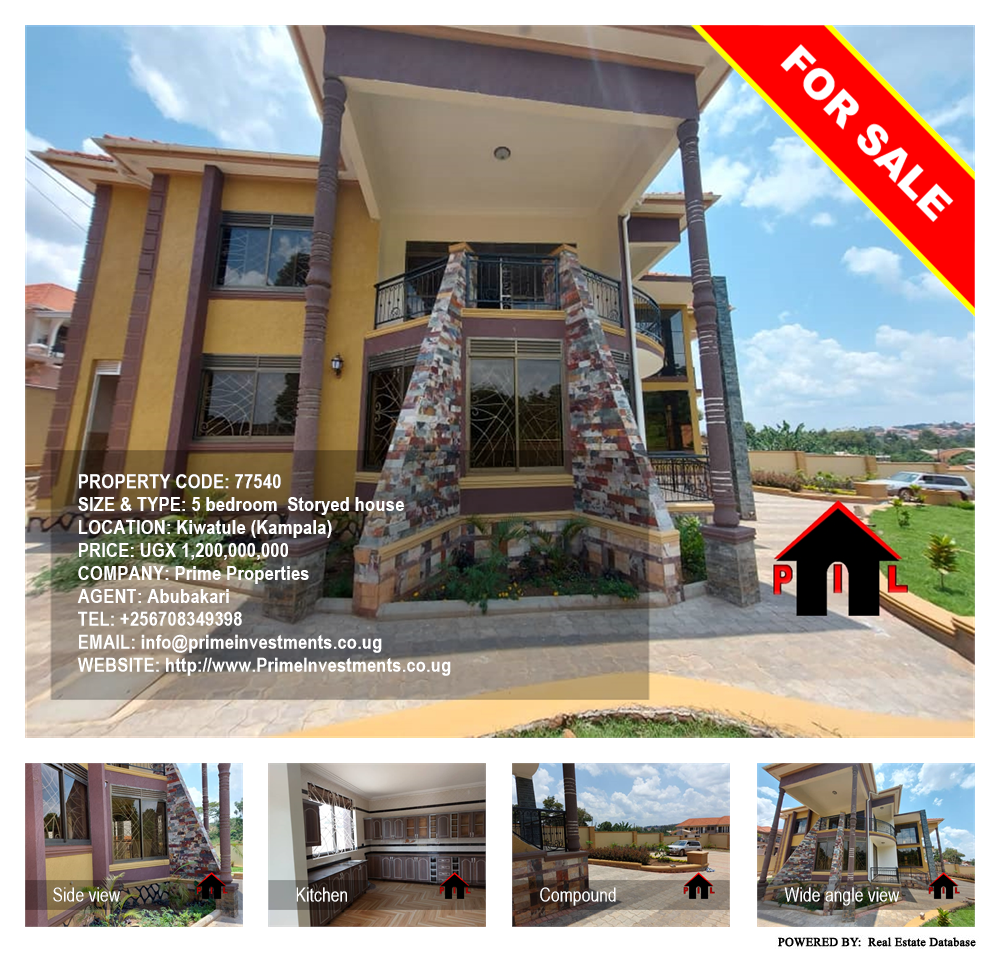 5 bedroom Storeyed house  for sale in Kiwaatule Kampala Uganda, code: 77540