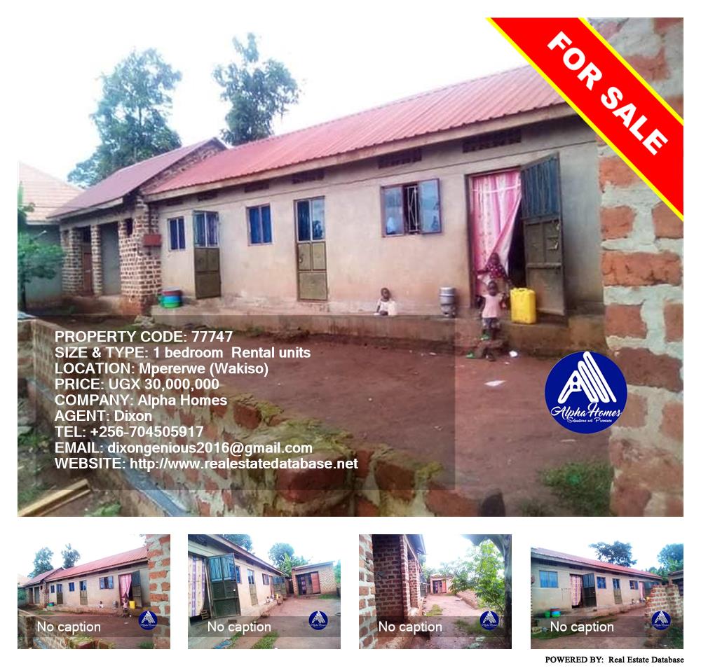 1 bedroom Rental units  for sale in Mpererwe Wakiso Uganda, code: 77747