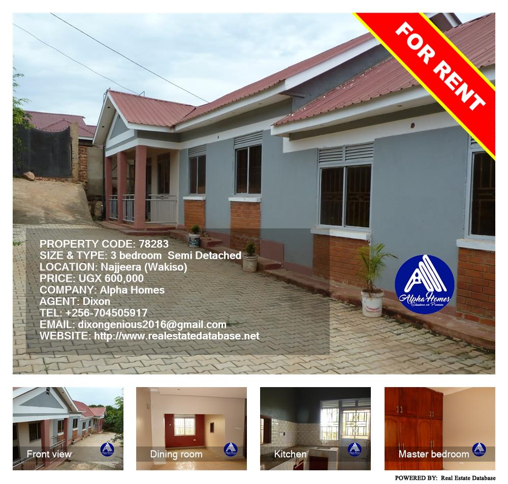 3 bedroom Semi Detached  for rent in Najjera Wakiso Uganda, code: 78283
