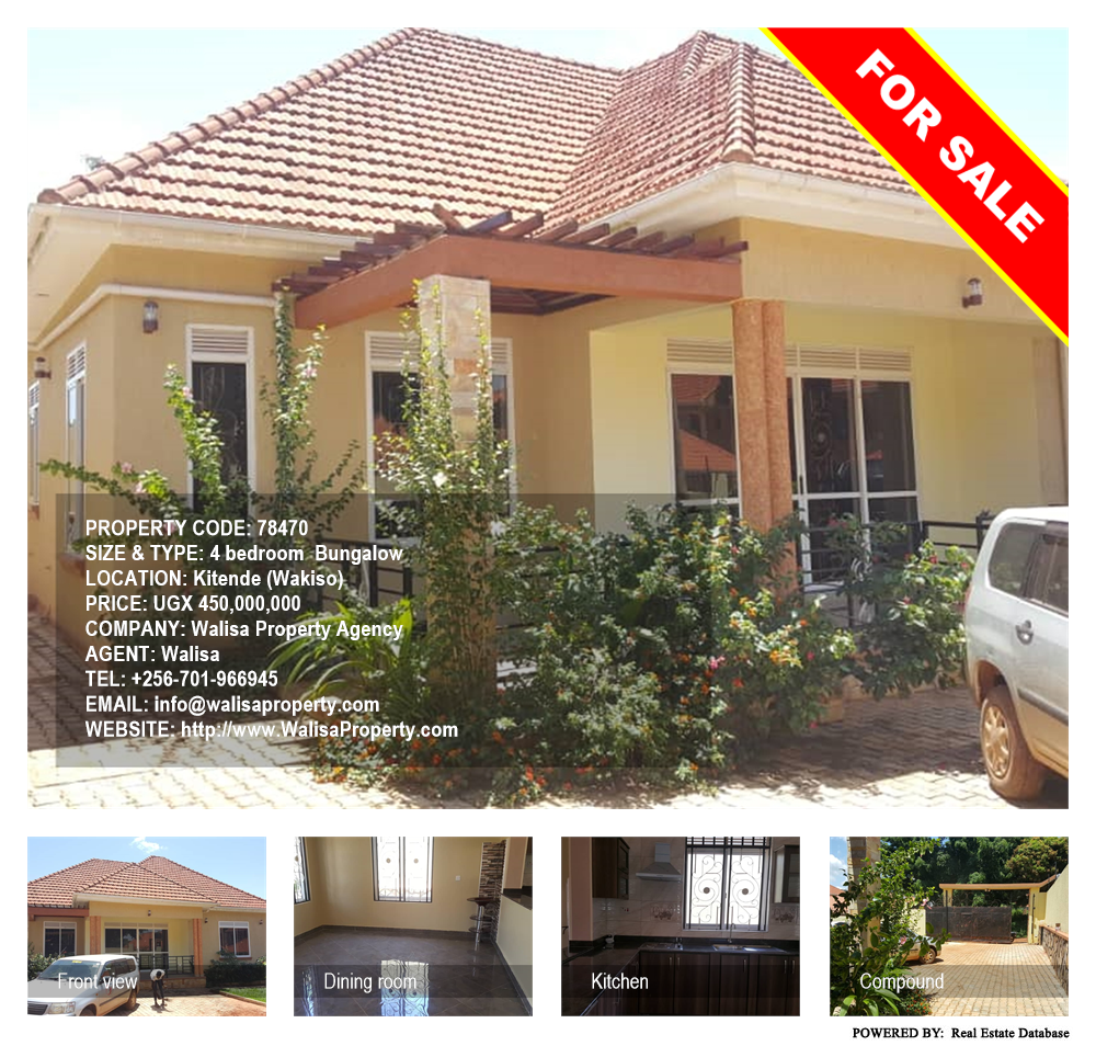 4 bedroom Bungalow  for sale in Kitende Wakiso Uganda, code: 78470