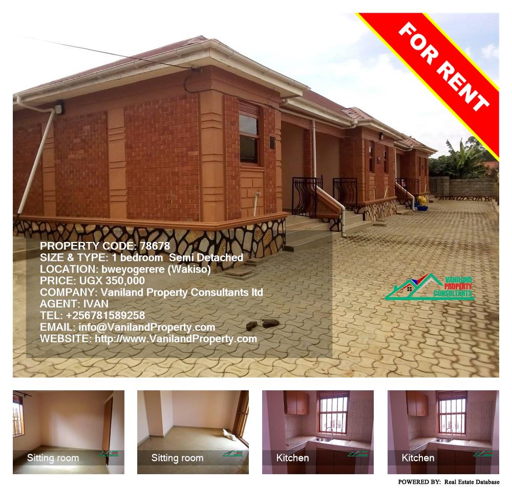 1 bedroom Semi Detached  for rent in Bweyogerere Wakiso Uganda, code: 78678