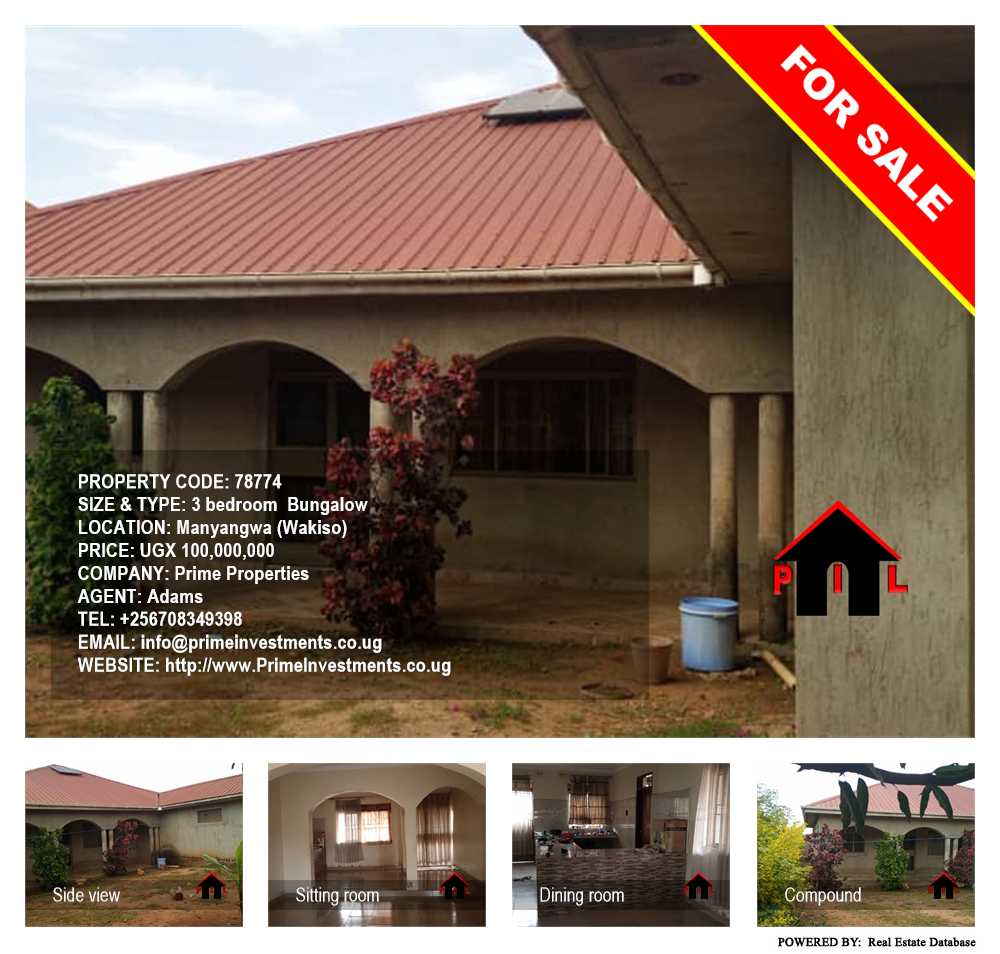 3 bedroom Bungalow  for sale in Manyangwa Wakiso Uganda, code: 78774