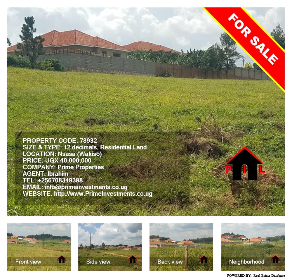 Residential Land  for sale in Nsasa Wakiso Uganda, code: 78932