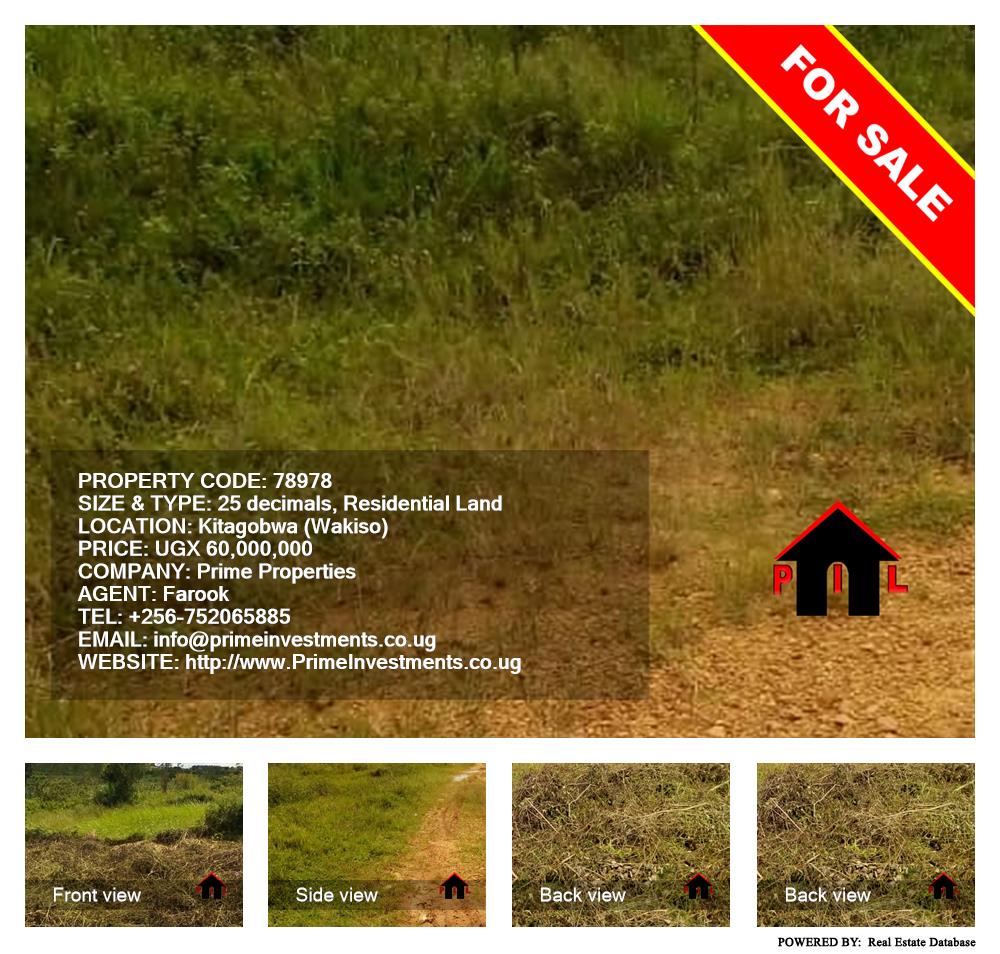 Residential Land  for sale in Kitagobwa Wakiso Uganda, code: 78978