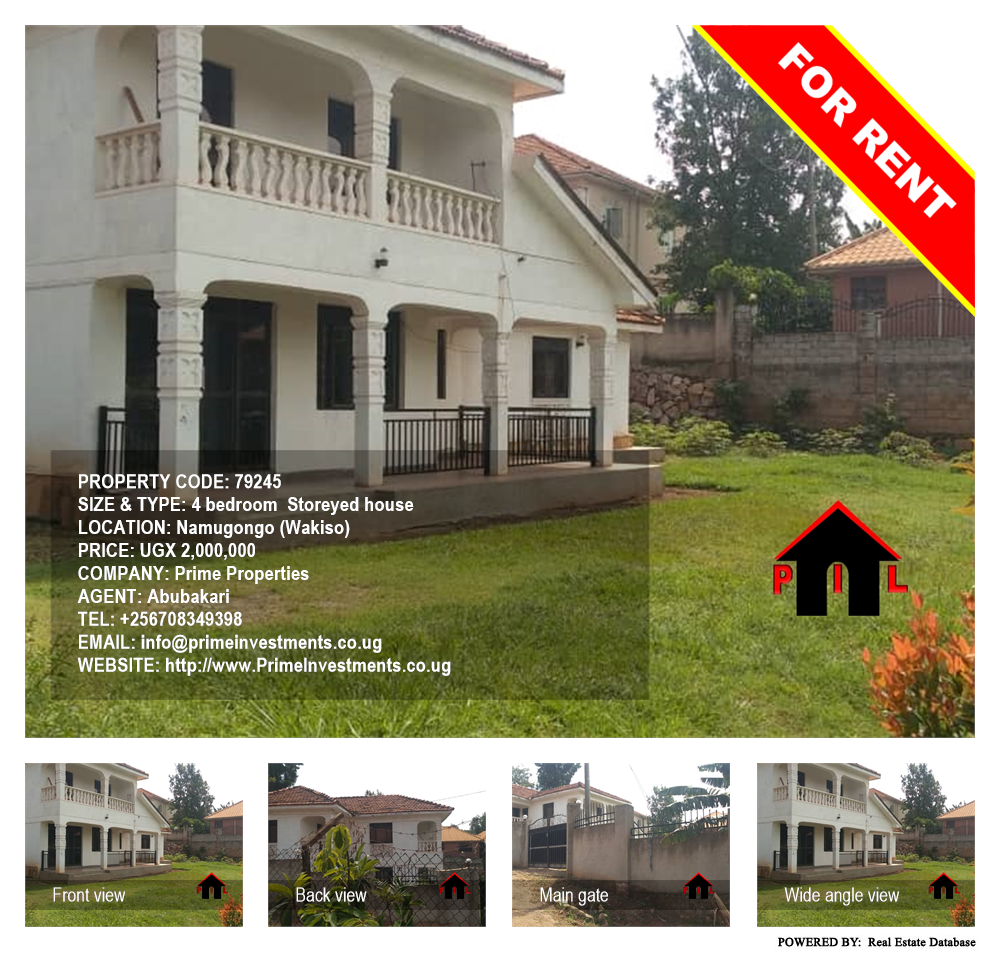 4 bedroom Storeyed house  for rent in Namugongo Wakiso Uganda, code: 79245