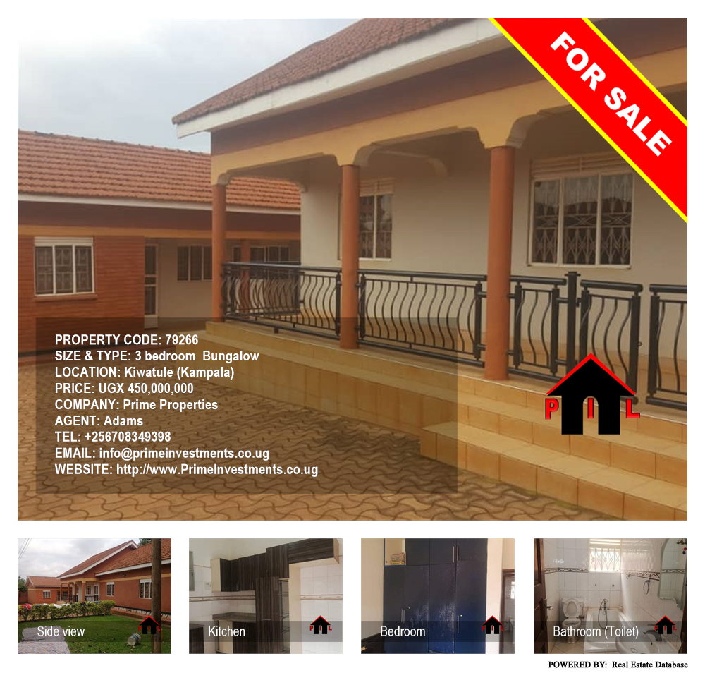 3 bedroom Bungalow  for sale in Kiwaatule Kampala Uganda, code: 79266