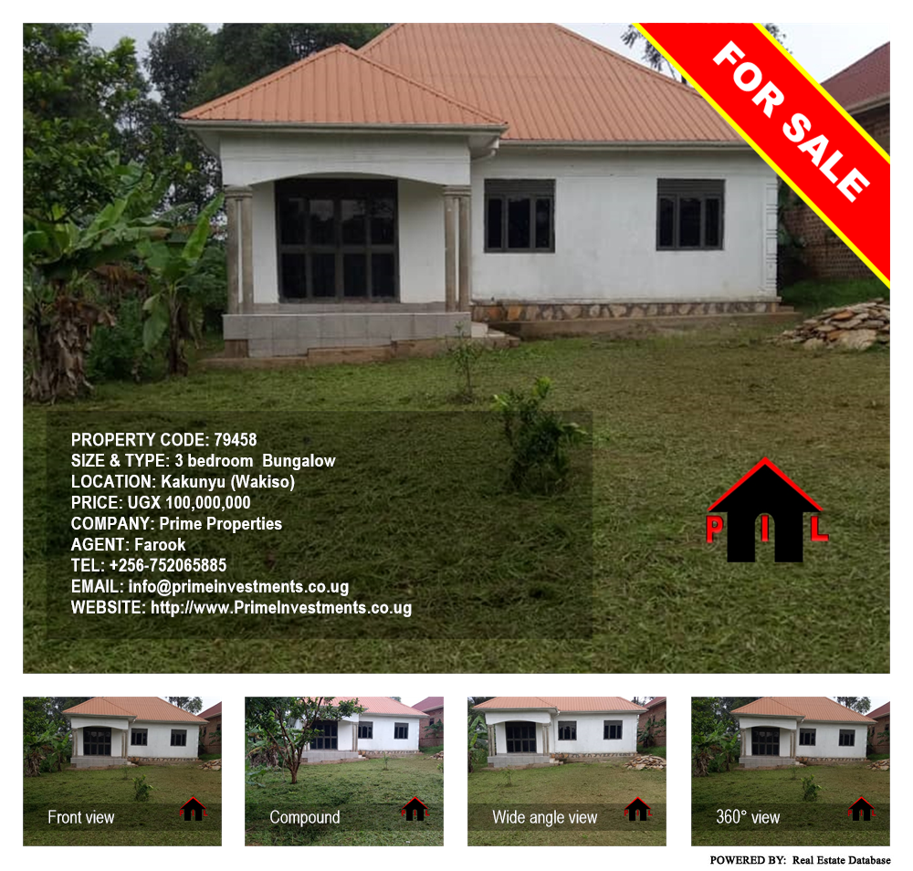 3 bedroom Bungalow  for sale in Kakunyu Wakiso Uganda, code: 79458