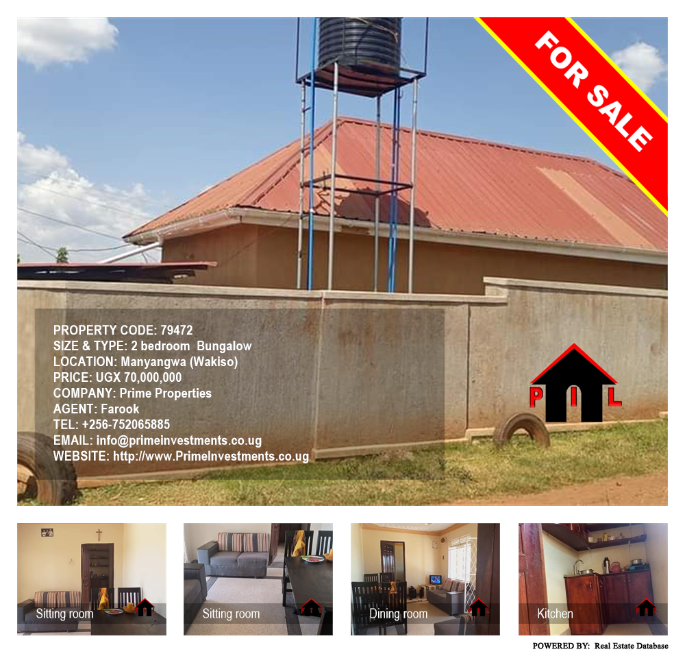2 bedroom Bungalow  for sale in Manyangwa Wakiso Uganda, code: 79472