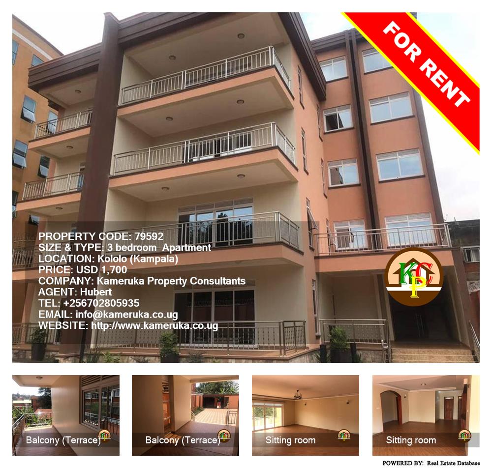 3 bedroom Apartment  for rent in Kololo Kampala Uganda, code: 79592