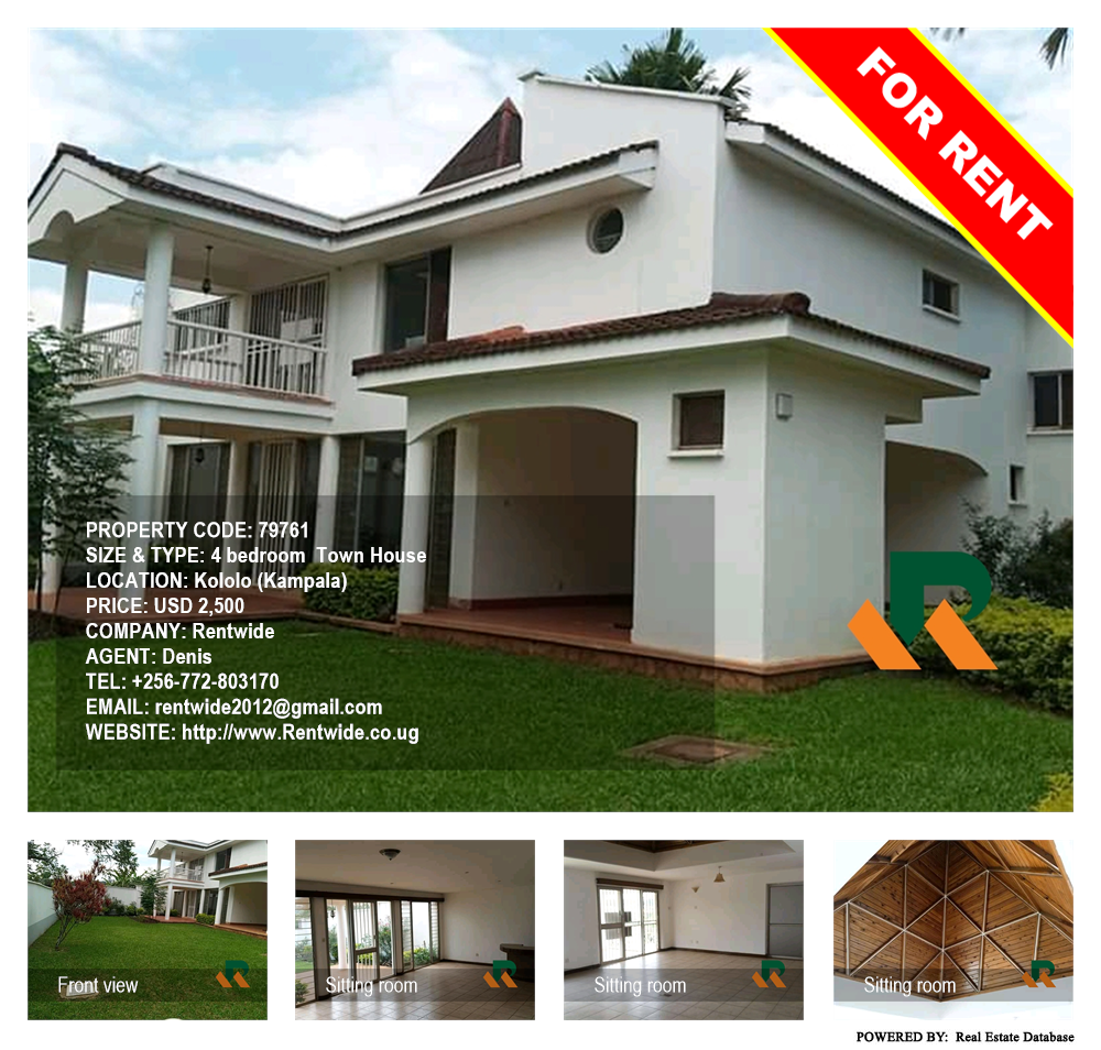 4 bedroom Town House  for rent in Kololo Kampala Uganda, code: 79761