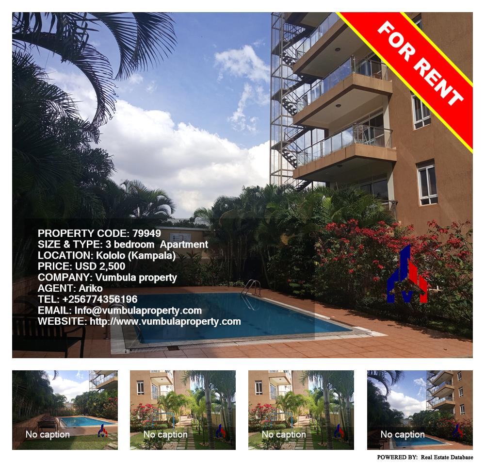 3 bedroom Apartment  for rent in Kololo Kampala Uganda, code: 79949