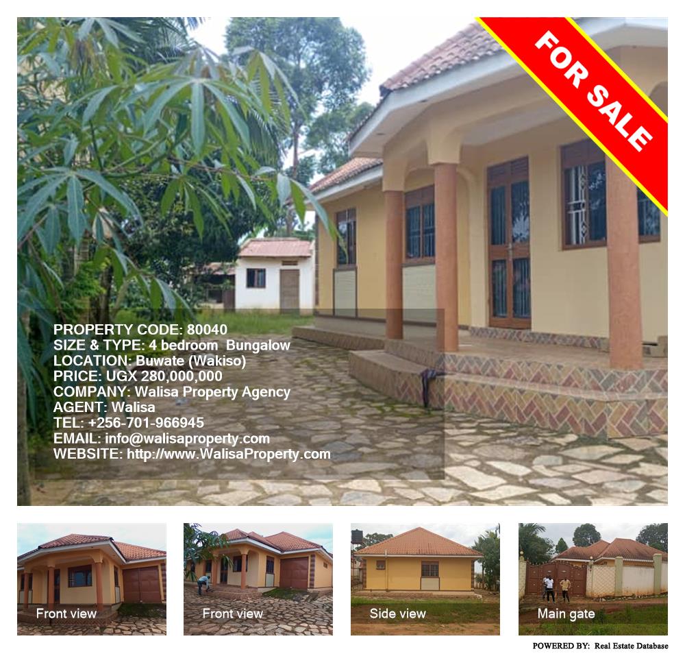 4 bedroom Bungalow  for sale in Buwaate Wakiso Uganda, code: 80040