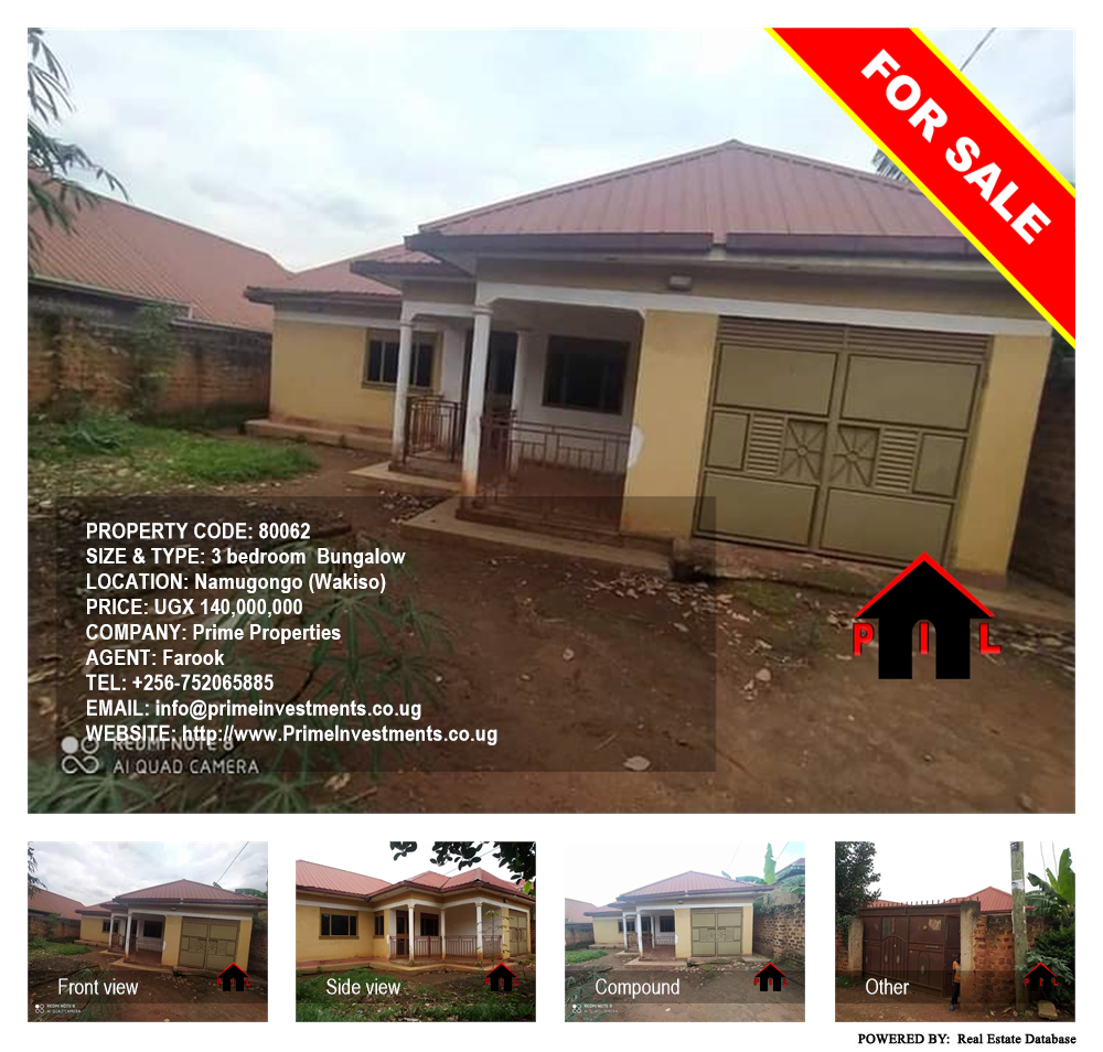 3 bedroom Bungalow  for sale in Namugongo Wakiso Uganda, code: 80062