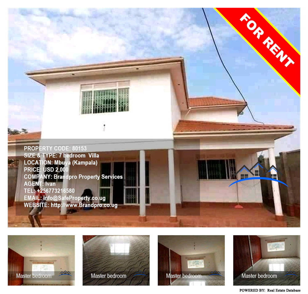 7 bedroom Villa  for rent in Mbuya Kampala Uganda, code: 80153