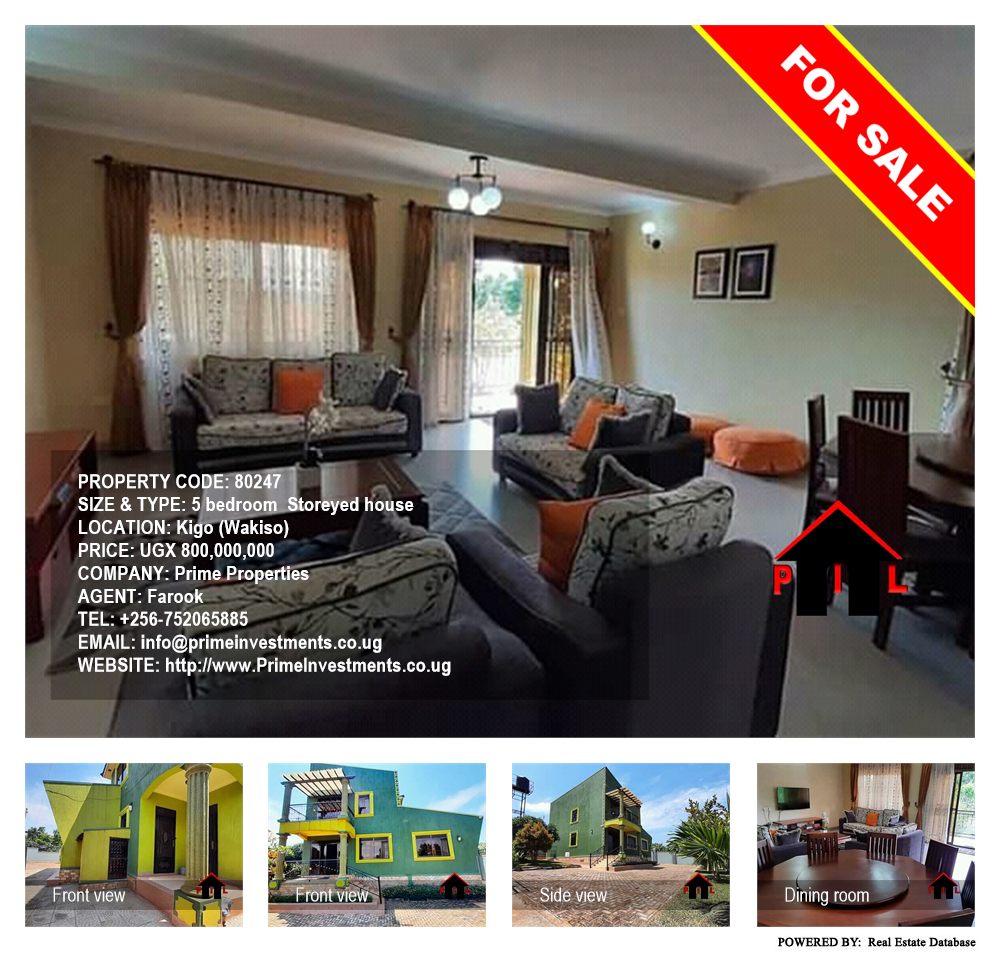 5 bedroom Storeyed house  for sale in Kigo Wakiso Uganda, code: 80247