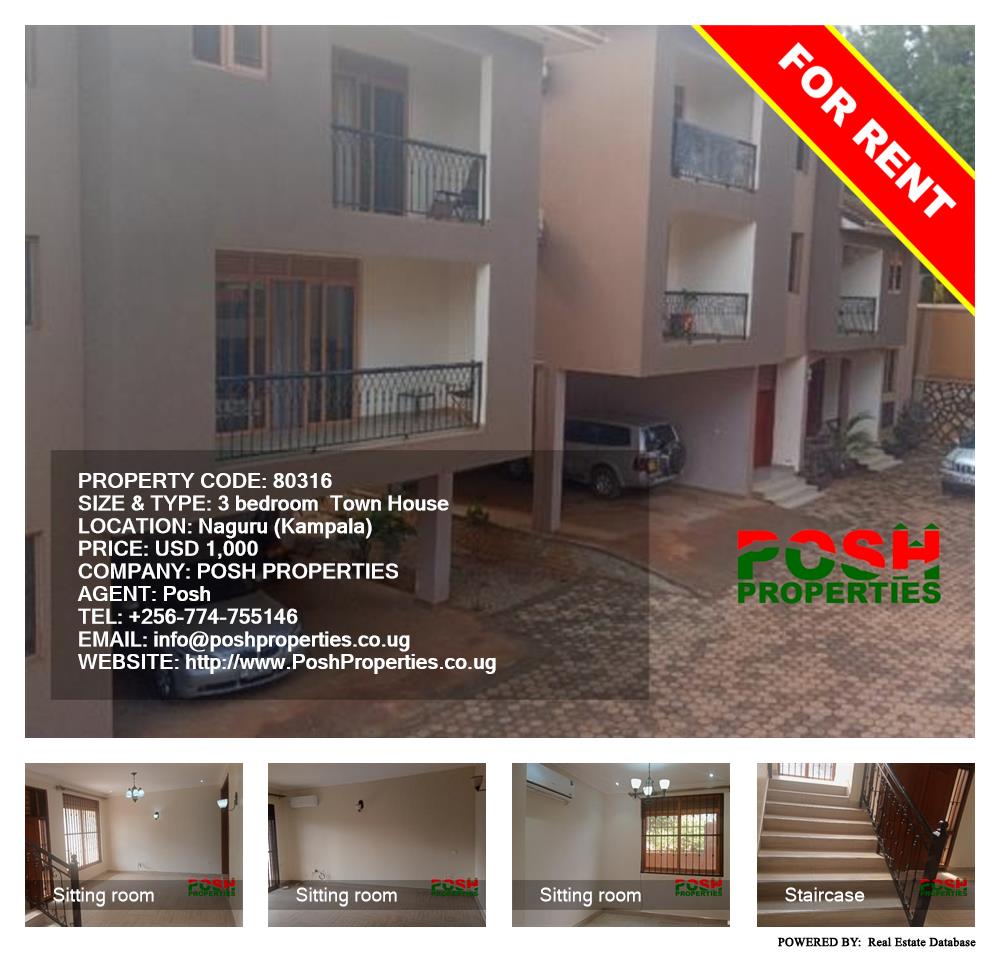 3 bedroom Town House  for rent in Naguru Kampala Uganda, code: 80316