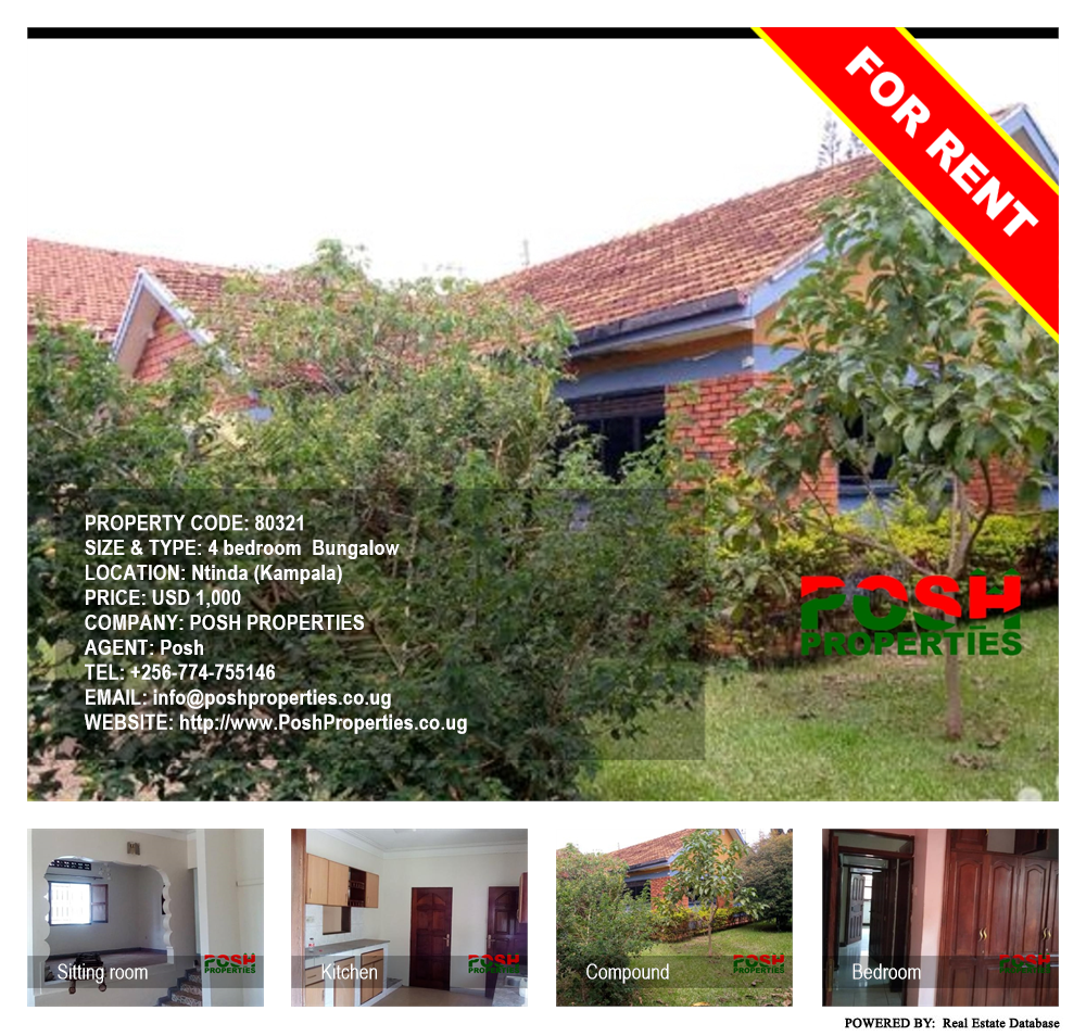4 bedroom Bungalow  for rent in Ntinda Kampala Uganda, code: 80321