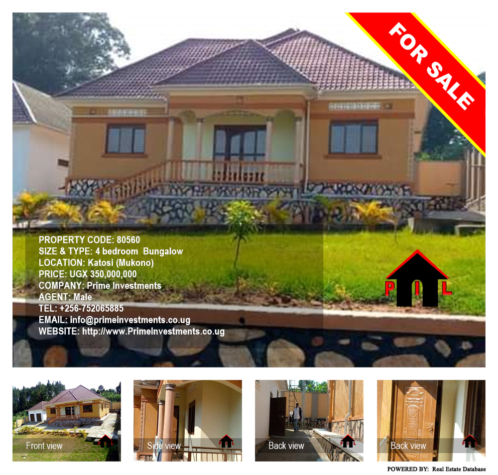 4 bedroom Bungalow  for sale in Katosi Mukono Uganda, code: 80560