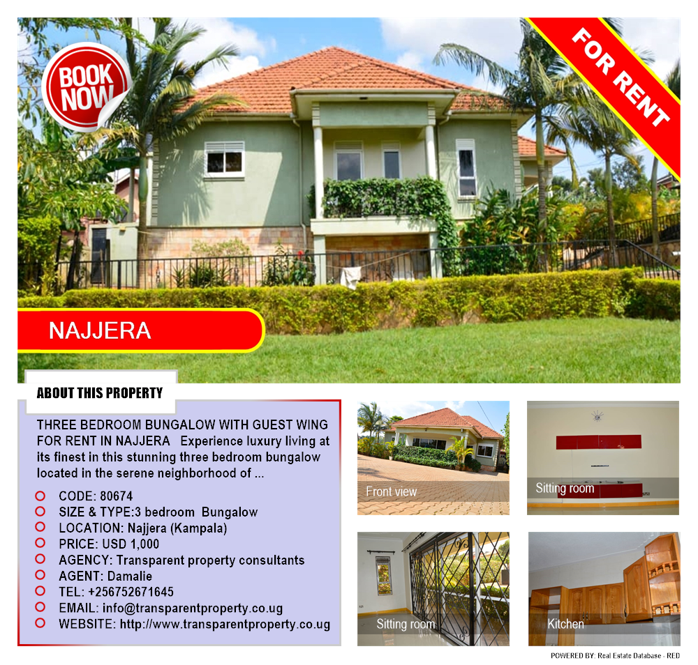 3 bedroom Bungalow  for rent in Najjera Kampala Uganda, code: 80674