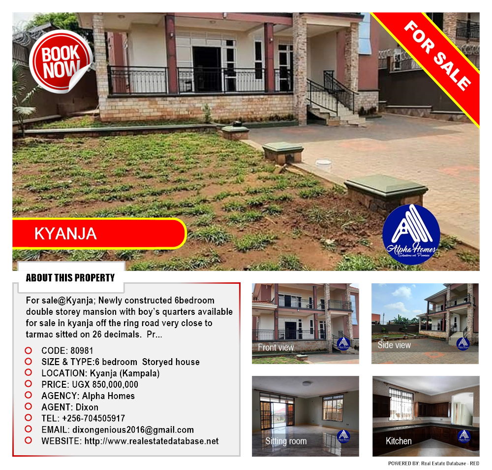 6 bedroom Storeyed house  for sale in Kyanja Kampala Uganda, code: 80981