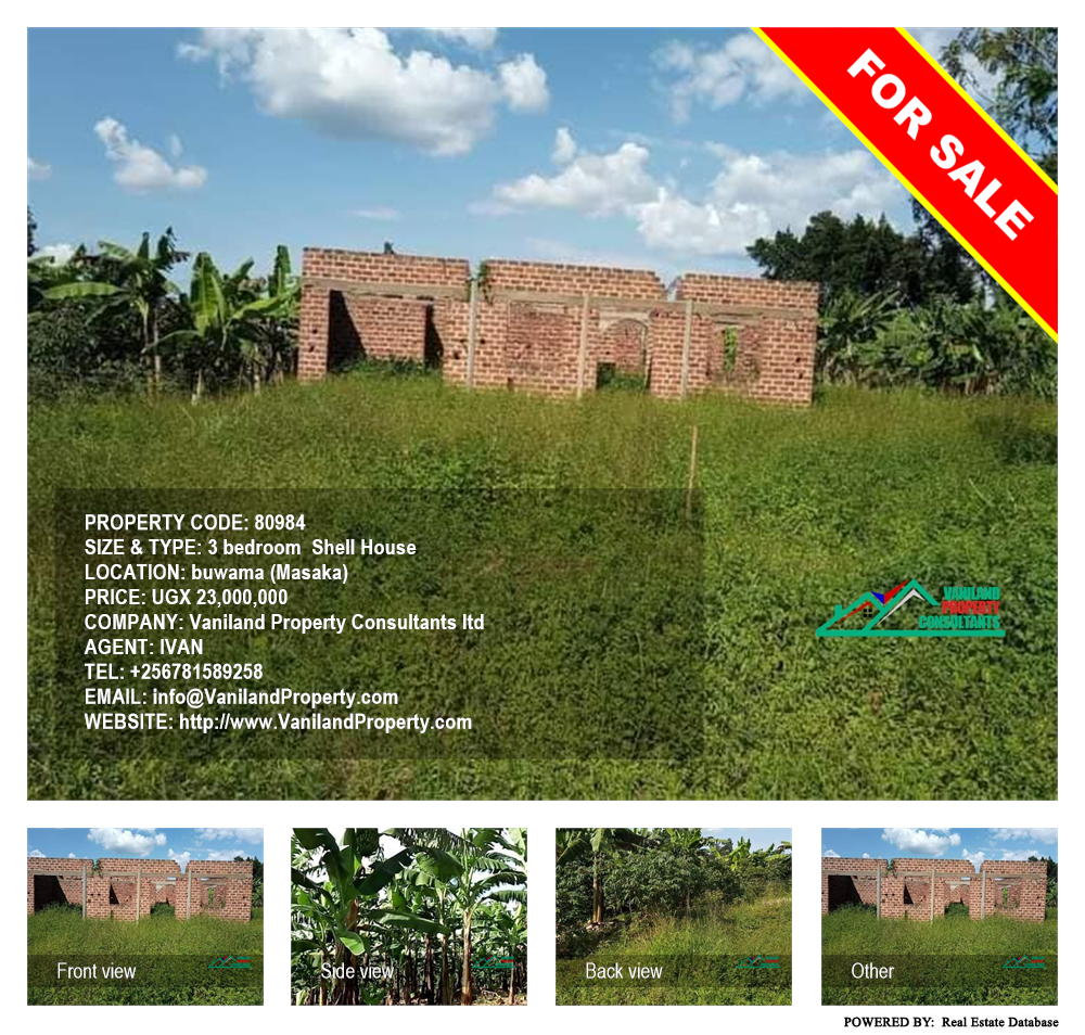 3 bedroom Shell House  for sale in Buwama Masaka Uganda, code: 80984