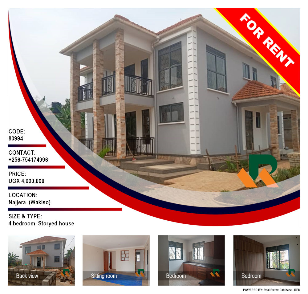 4 bedroom Storeyed house  for rent in Najjera Wakiso Uganda, code: 80994