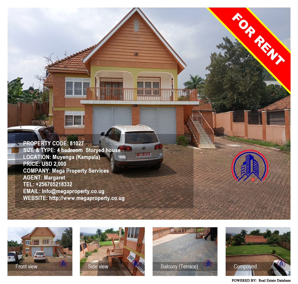 4 bedroom Storeyed house  for rent in Muyenga Kampala Uganda, code: 81027