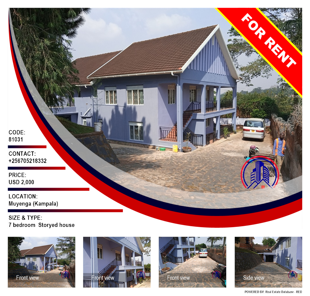 7 bedroom Storeyed house  for rent in Muyenga Kampala Uganda, code: 81031