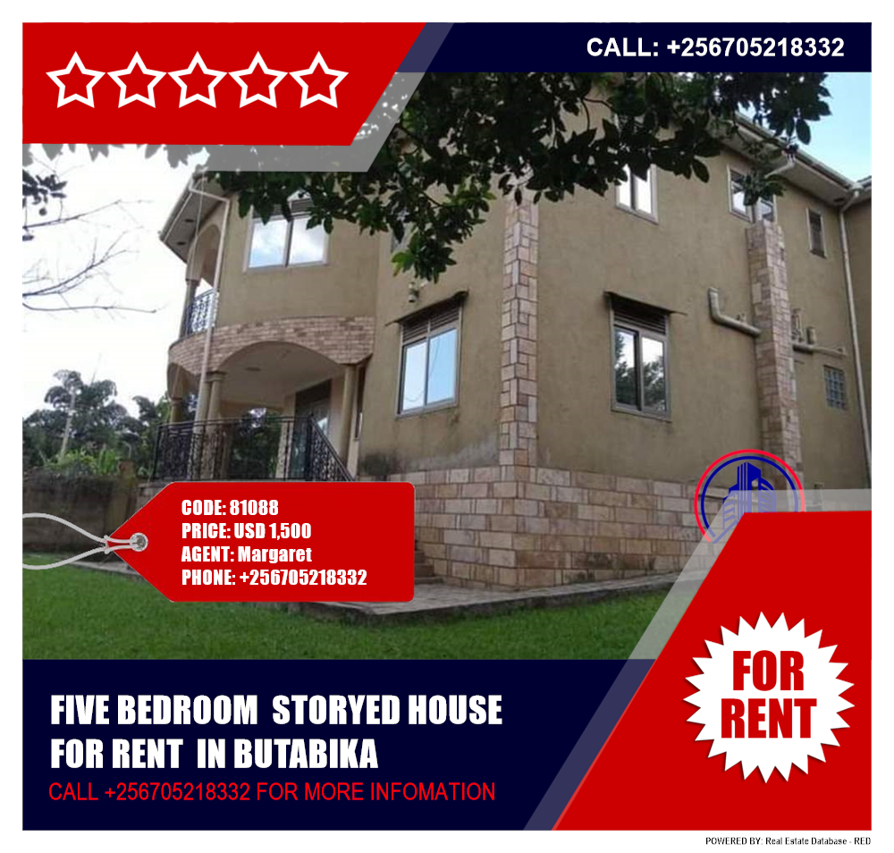 5 bedroom Storeyed house  for rent in Butabika Kampala Uganda, code: 81088