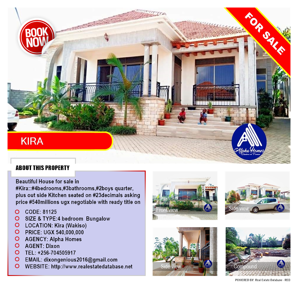 4 bedroom Bungalow  for sale in Kira Wakiso Uganda, code: 81125