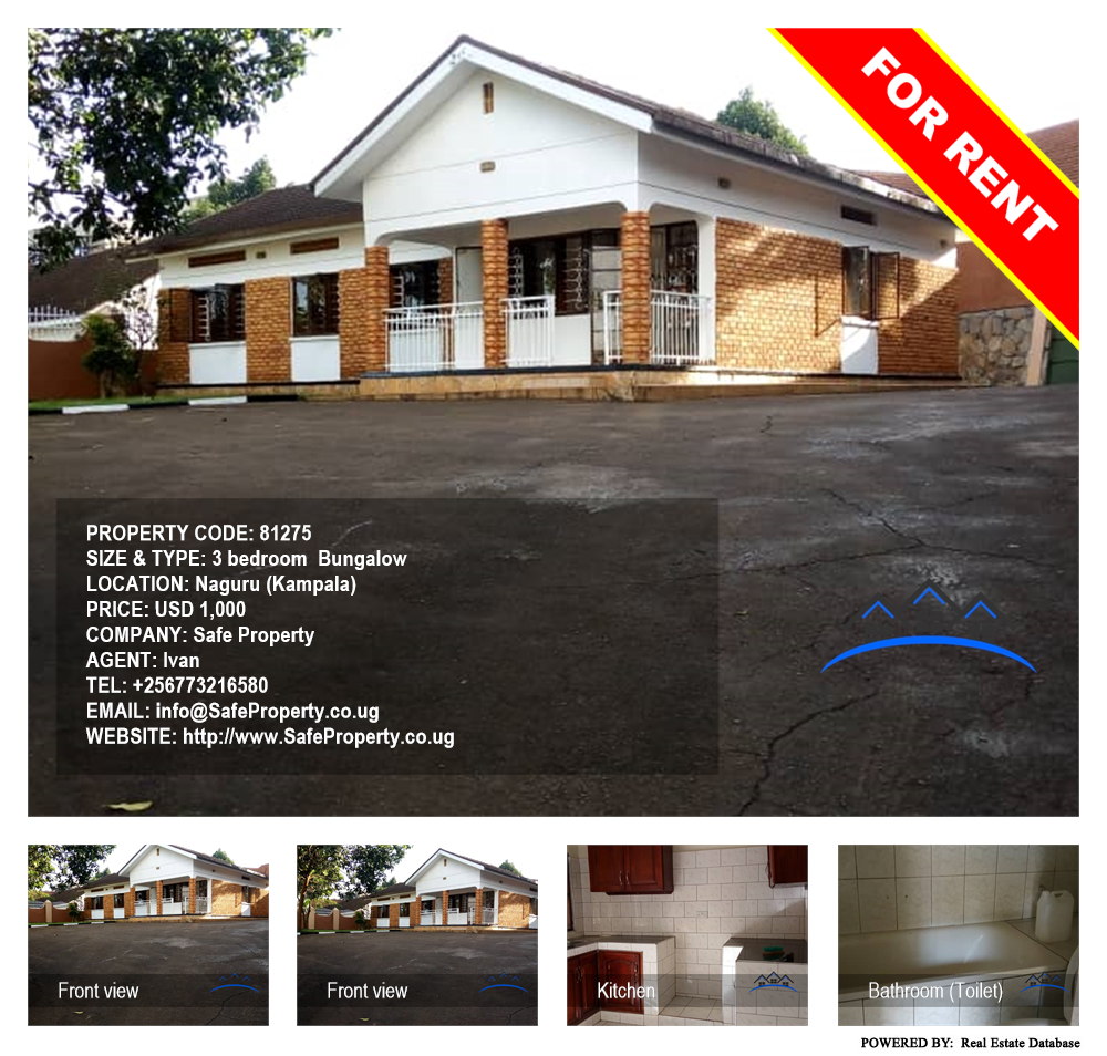3 bedroom Bungalow  for rent in Naguru Kampala Uganda, code: 81275