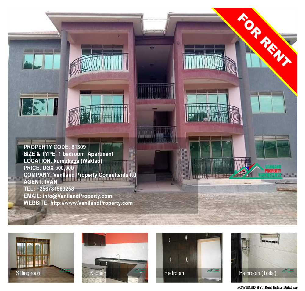 1 bedroom Apartment  for rent in Kumukaaga Wakiso Uganda, code: 81309