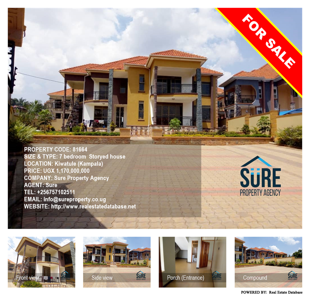 7 bedroom Storeyed house  for sale in Kiwaatule Kampala Uganda, code: 81664