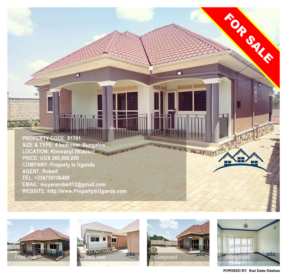 4 bedroom Bungalow  for sale in Kimwanyi Wakiso Uganda, code: 81781