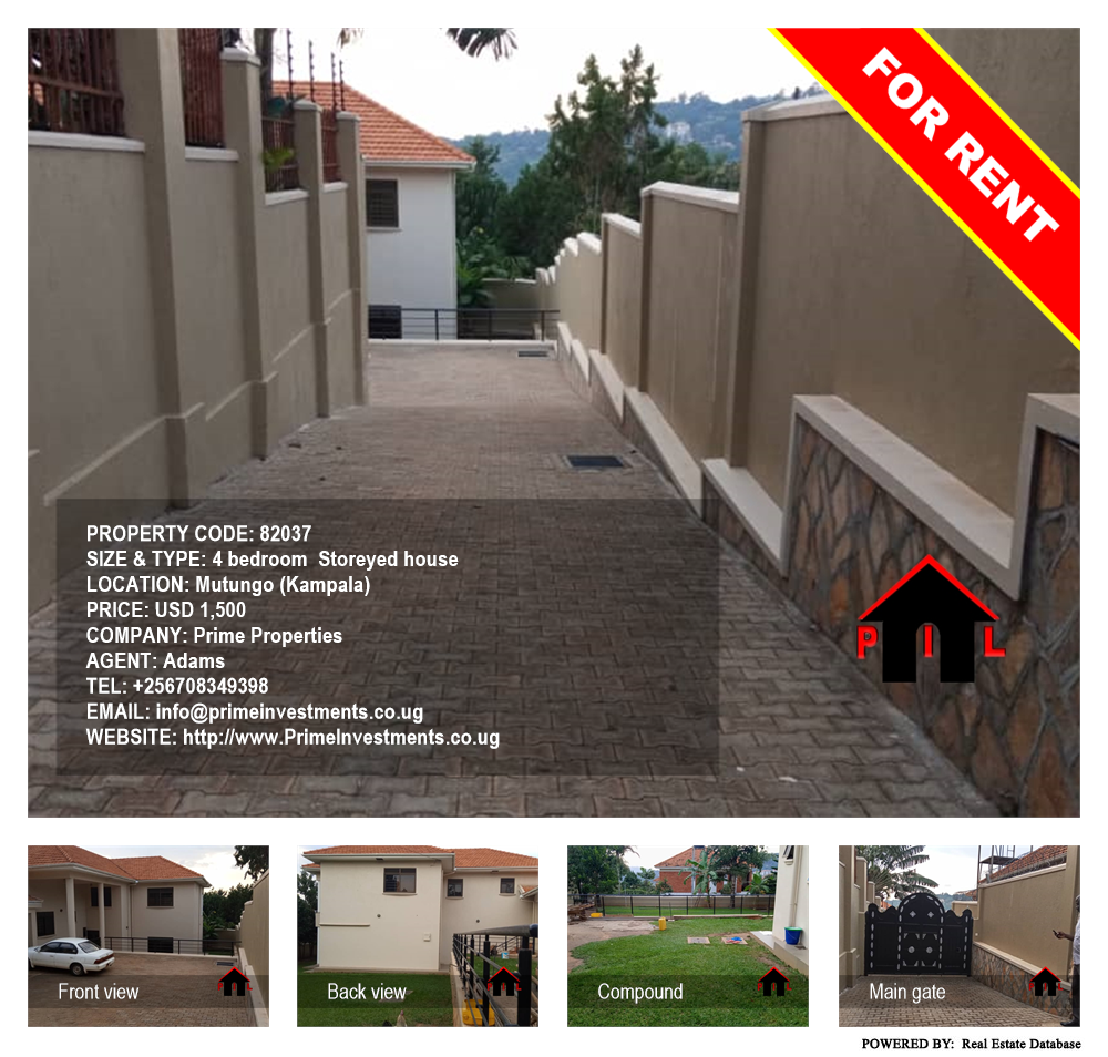 4 bedroom Storeyed house  for rent in Mutungo Kampala Uganda, code: 82037