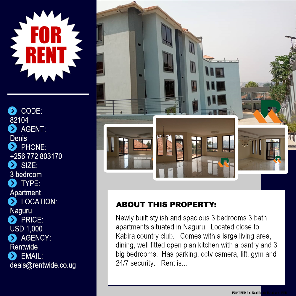 3 bedroom Apartment  for rent in Naguru Kampala Uganda, code: 82104