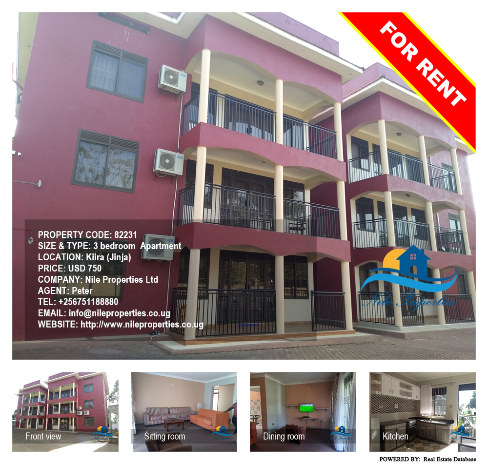 3 bedroom Apartment  for rent in Kiira Jinja Uganda, code: 82231