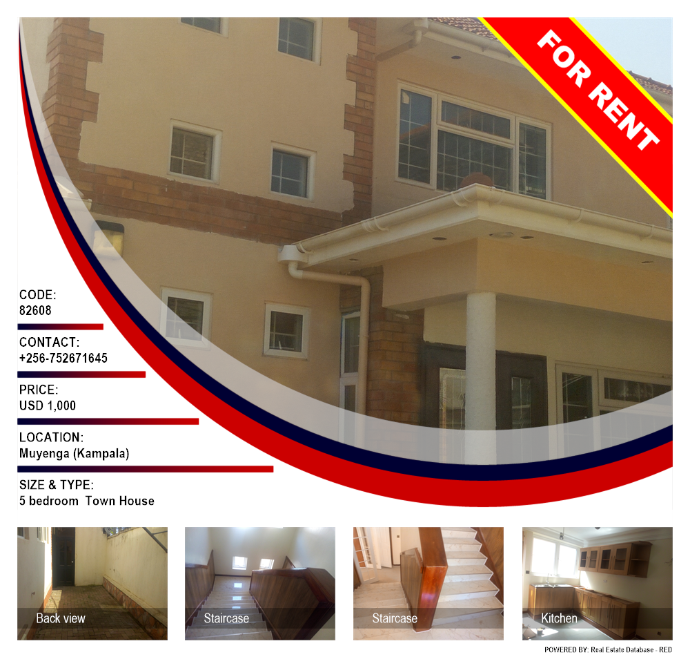 5 bedroom Town House  for rent in Muyenga Kampala Uganda, code: 82608